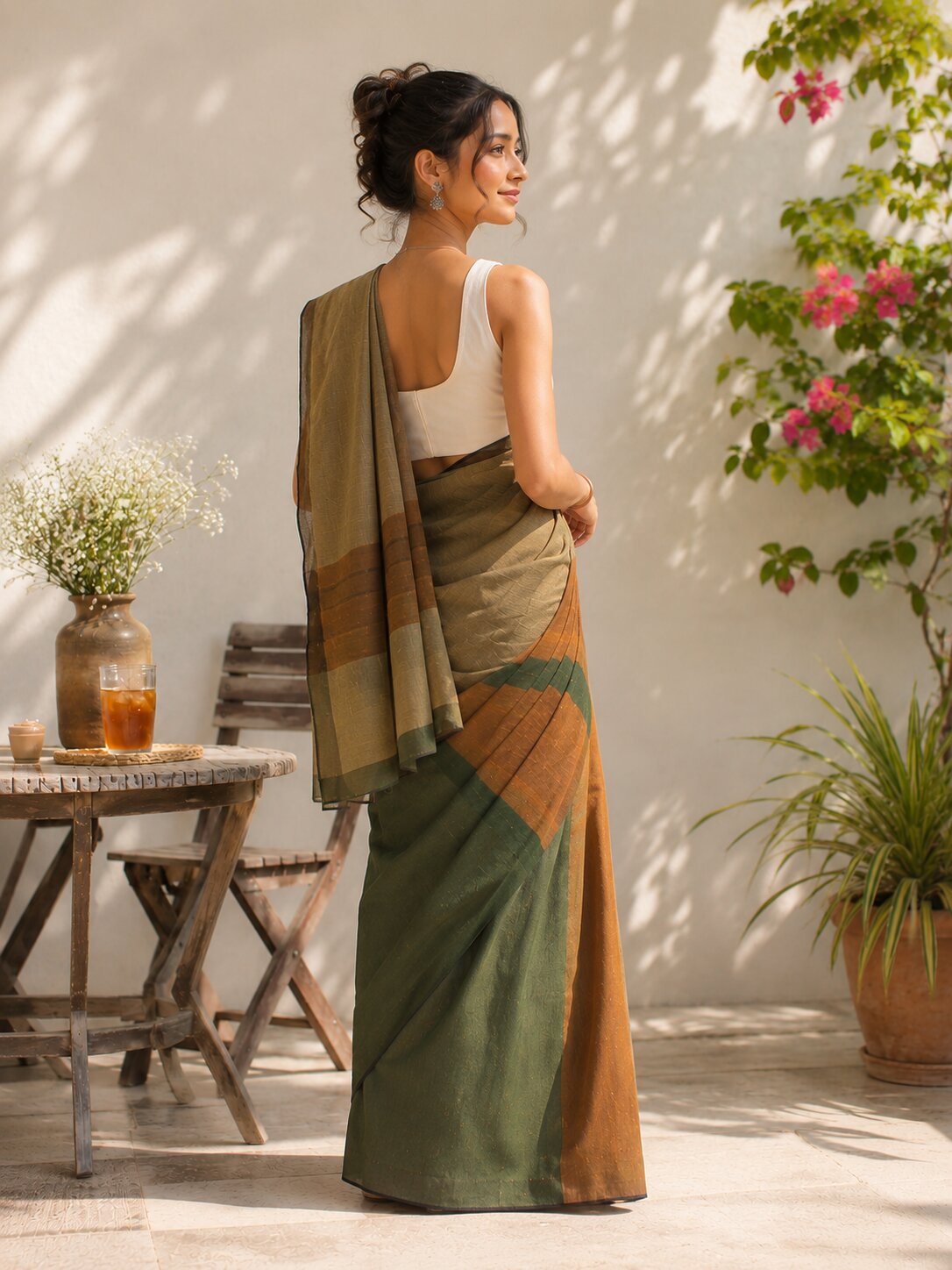 Niska Olive Earth Cotton Saree