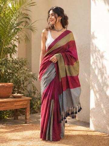 Niska Teal Whisper Tassel Saree