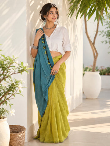 Niska Meadow Mist Handloom Cotton Saree