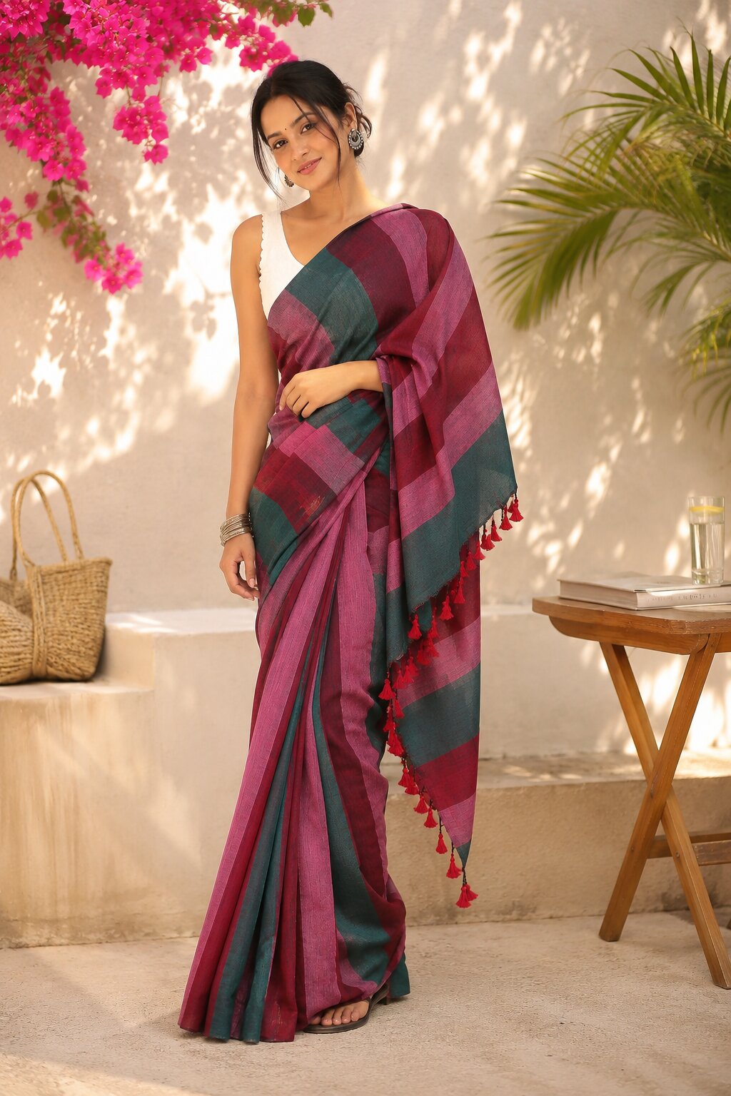 Niska Mulberry Mist Handloom Cotton Saree