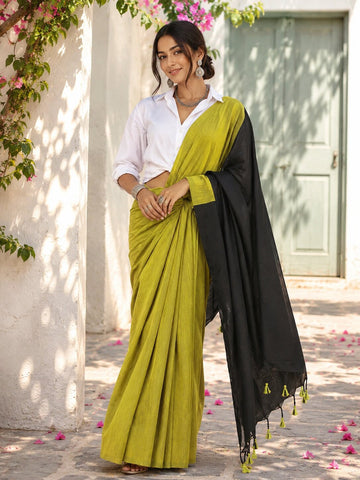 Niska Olive Noir Cotton Saree