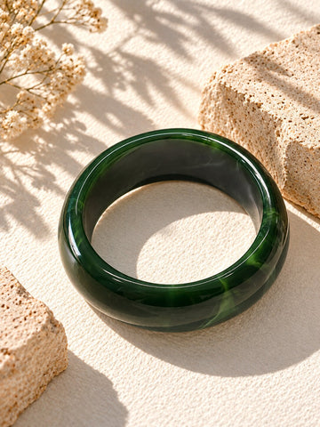 Forest Green Marbled Resin Bangle