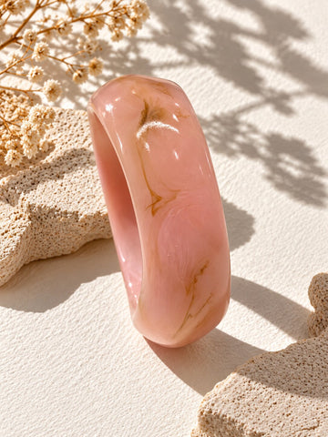 Blush Pink Marbled Resin Bangle