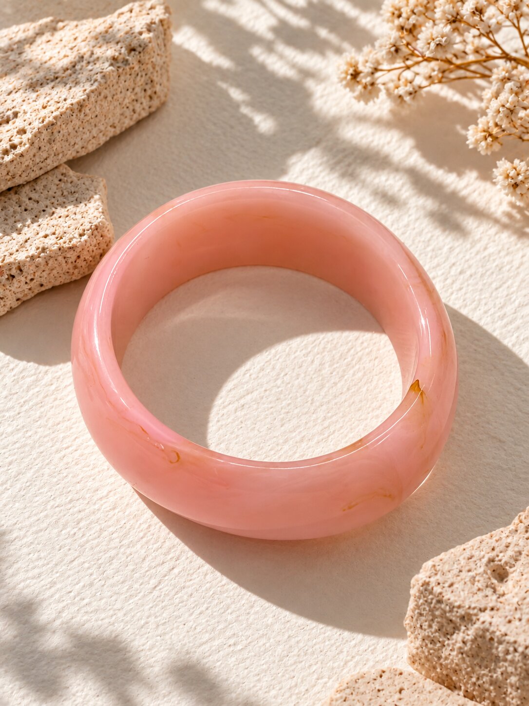 Blush Pink Marbled Resin Bangle