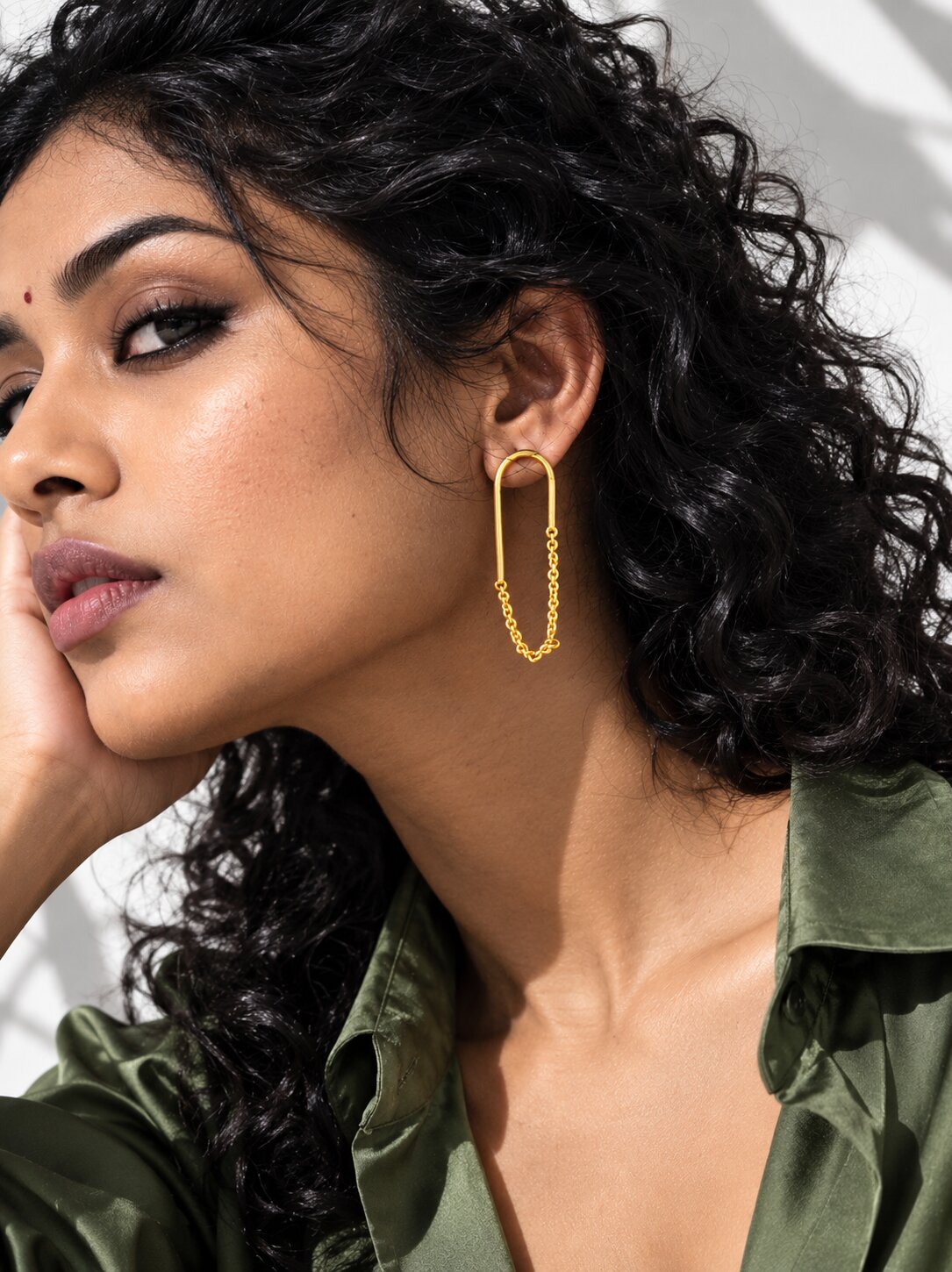 Twist & Chain Gold Drop Earrings Set