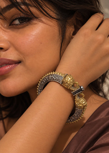 Two-Tone Silver & Gold Statement Bangle