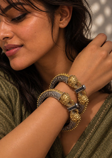 Dual-Tone Statement Bangles