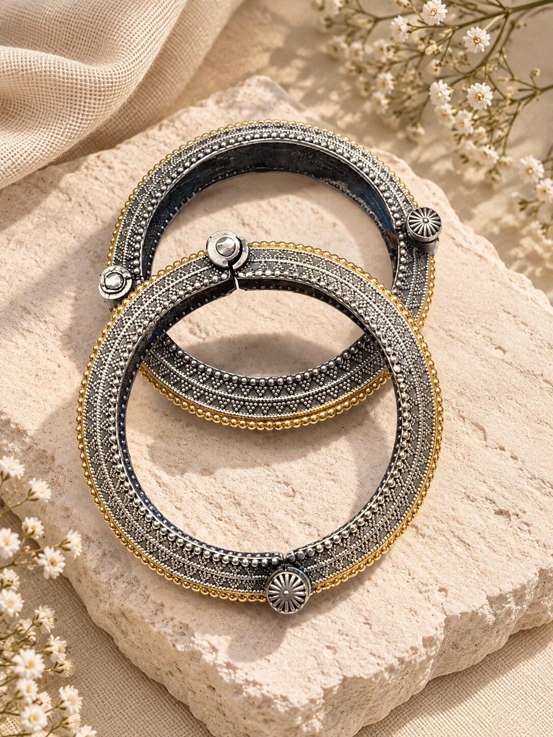 Dual-Tone Statement Bangles