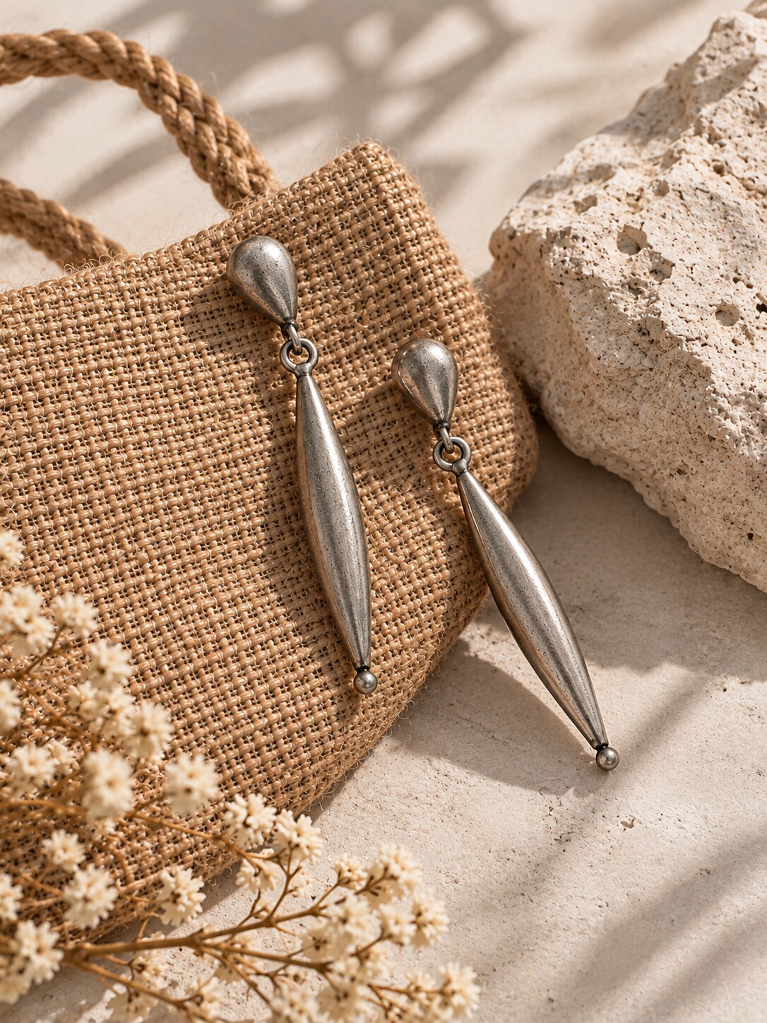 Niska Silver Sleek Drop Statement Earrings