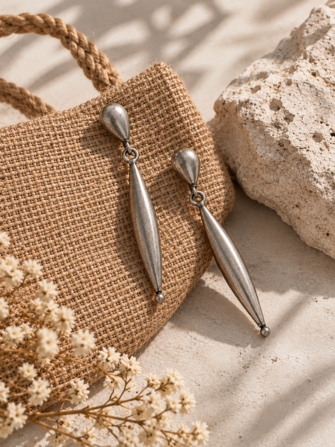 Niska Silver Sleek Drop Statement Earrings