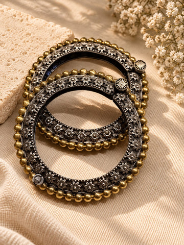 Dual-Tone Floral Bangles