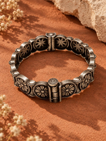 Silver Floral Statement Bangle