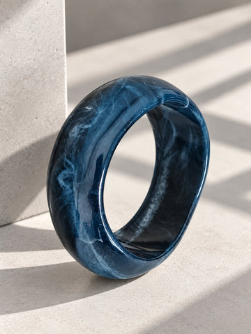 Midnight Blue Marbled Resin Bangle