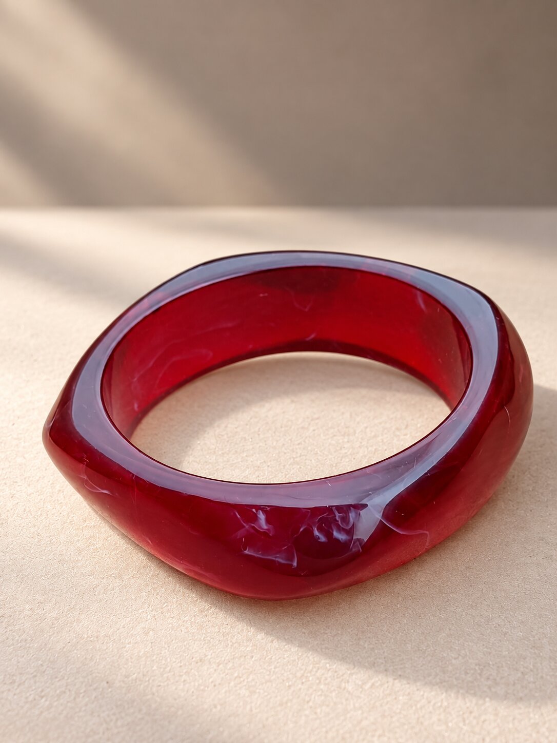 Ruby Red Sculpted Resin Bangle