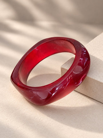 Ruby Red Sculpted Resin Bangle