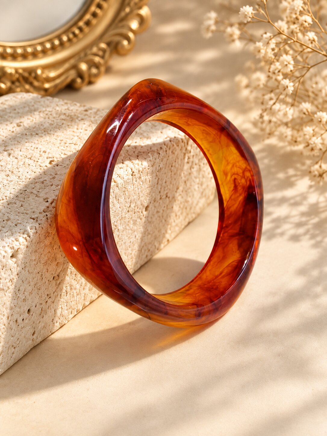 Amber Tortoiseshell Resin Bangle