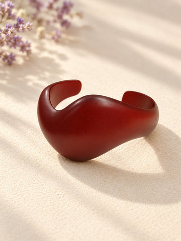 Sculpted Burgundy Resin Cuff Bangle