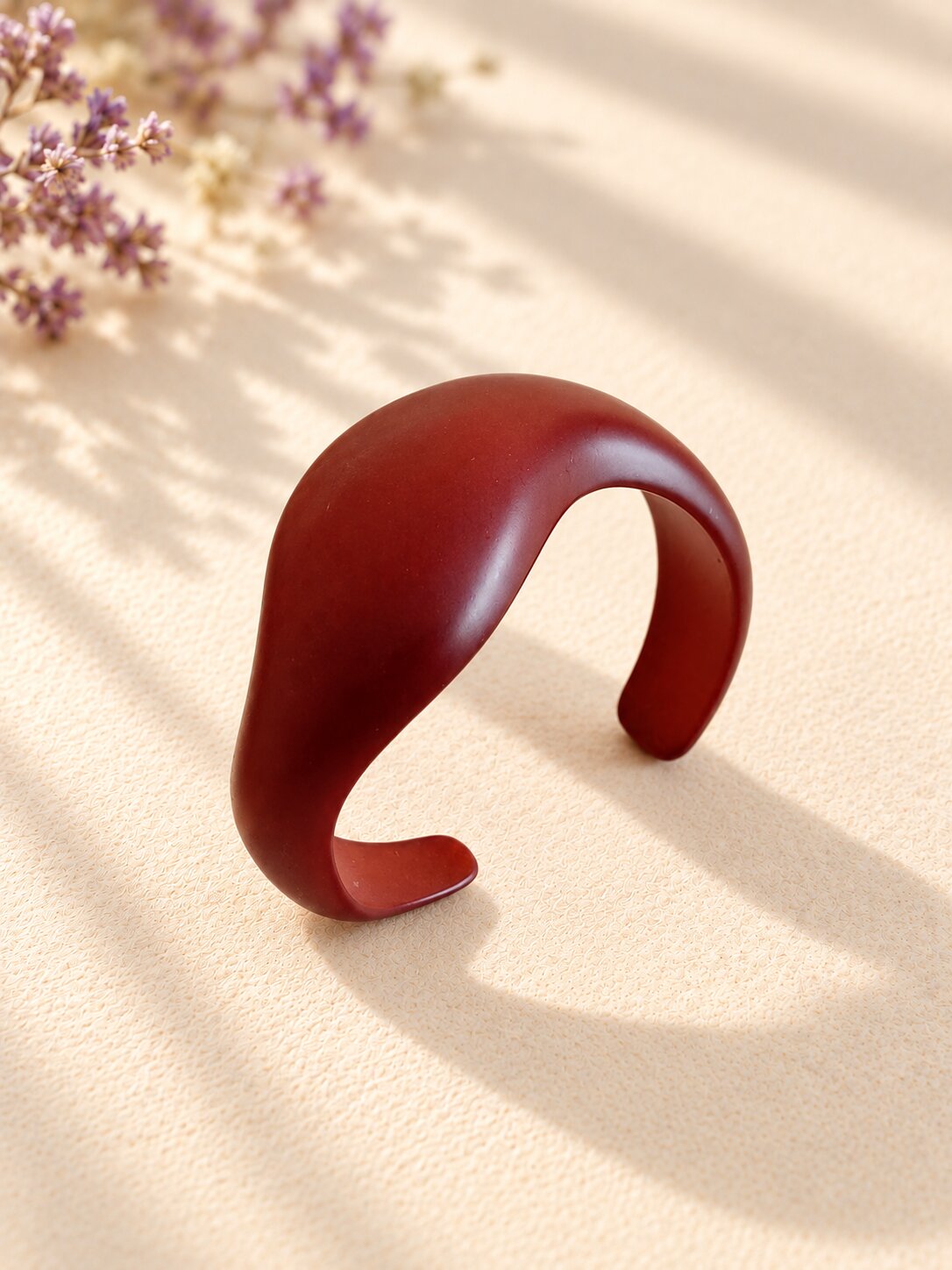 Sculpted Burgundy Resin Cuff Bangle