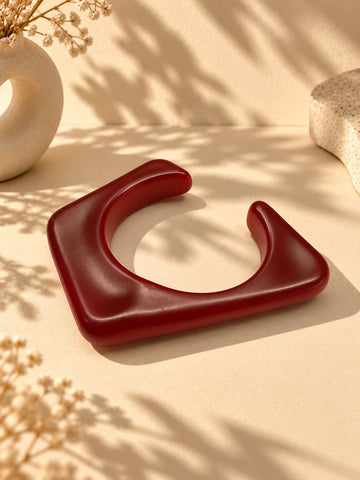 Sculpted Maroon Resin Cuff Bangle