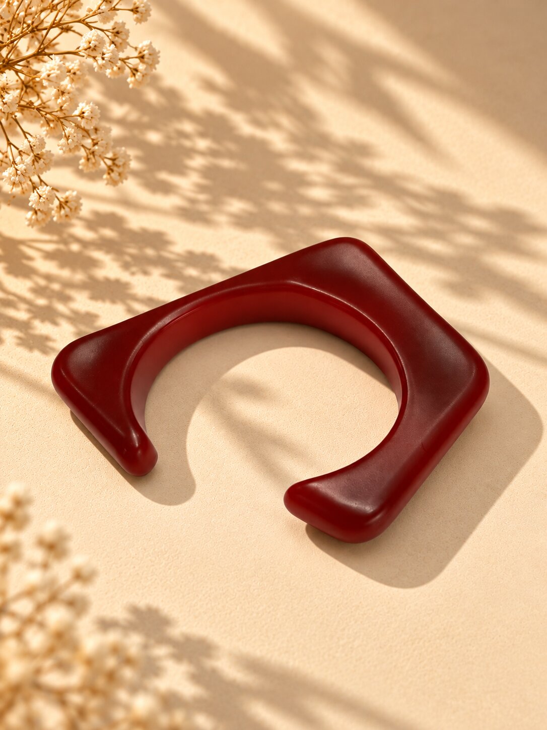 Sculpted Maroon Resin Cuff Bangle