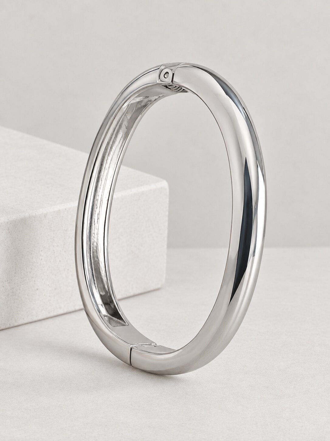 Modern Silver Oval Bracelet