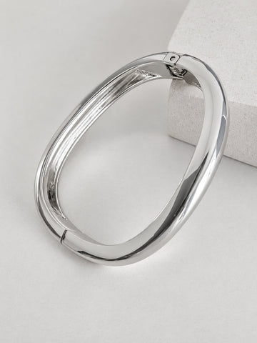 Modern Silver Oval Bracelet