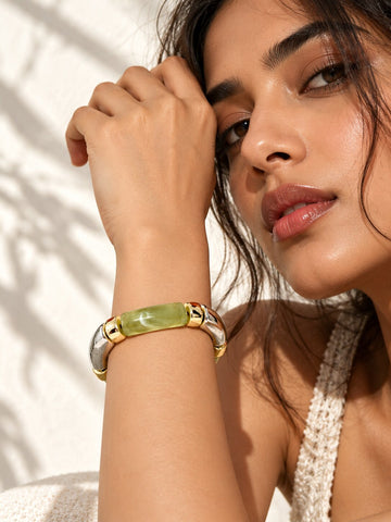 Olive Resin Two-Tone Bracelet