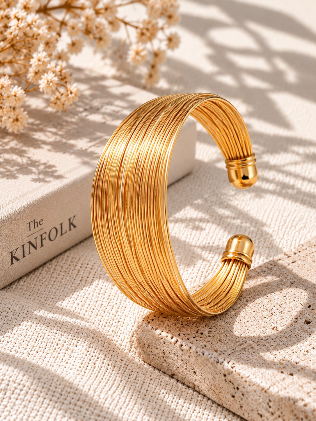 Gold Tone Layered Cuff Bracelet