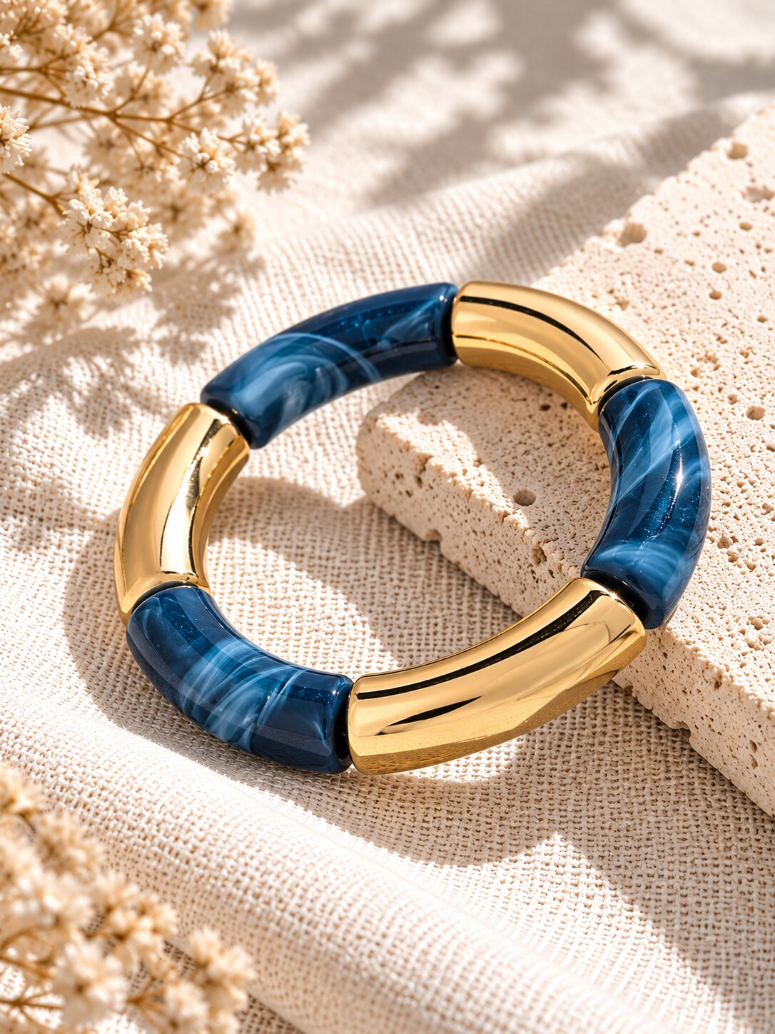 Ocean Blue & Gold Resin Bracelet