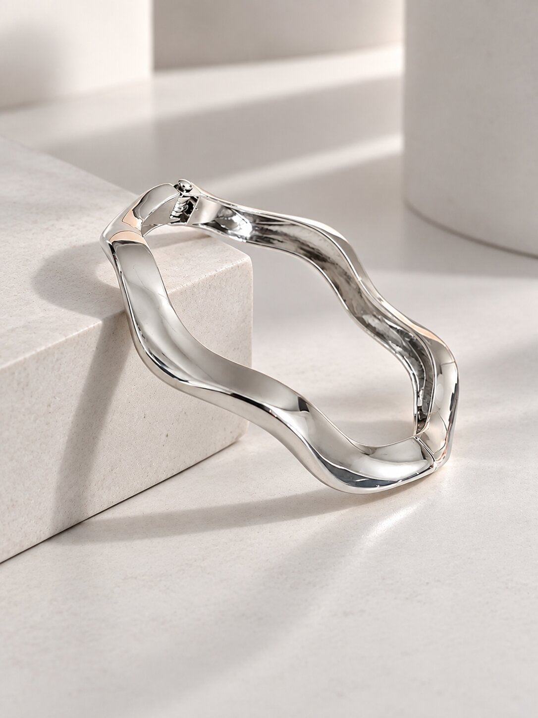 Sculpted Wave Silver Bracelet