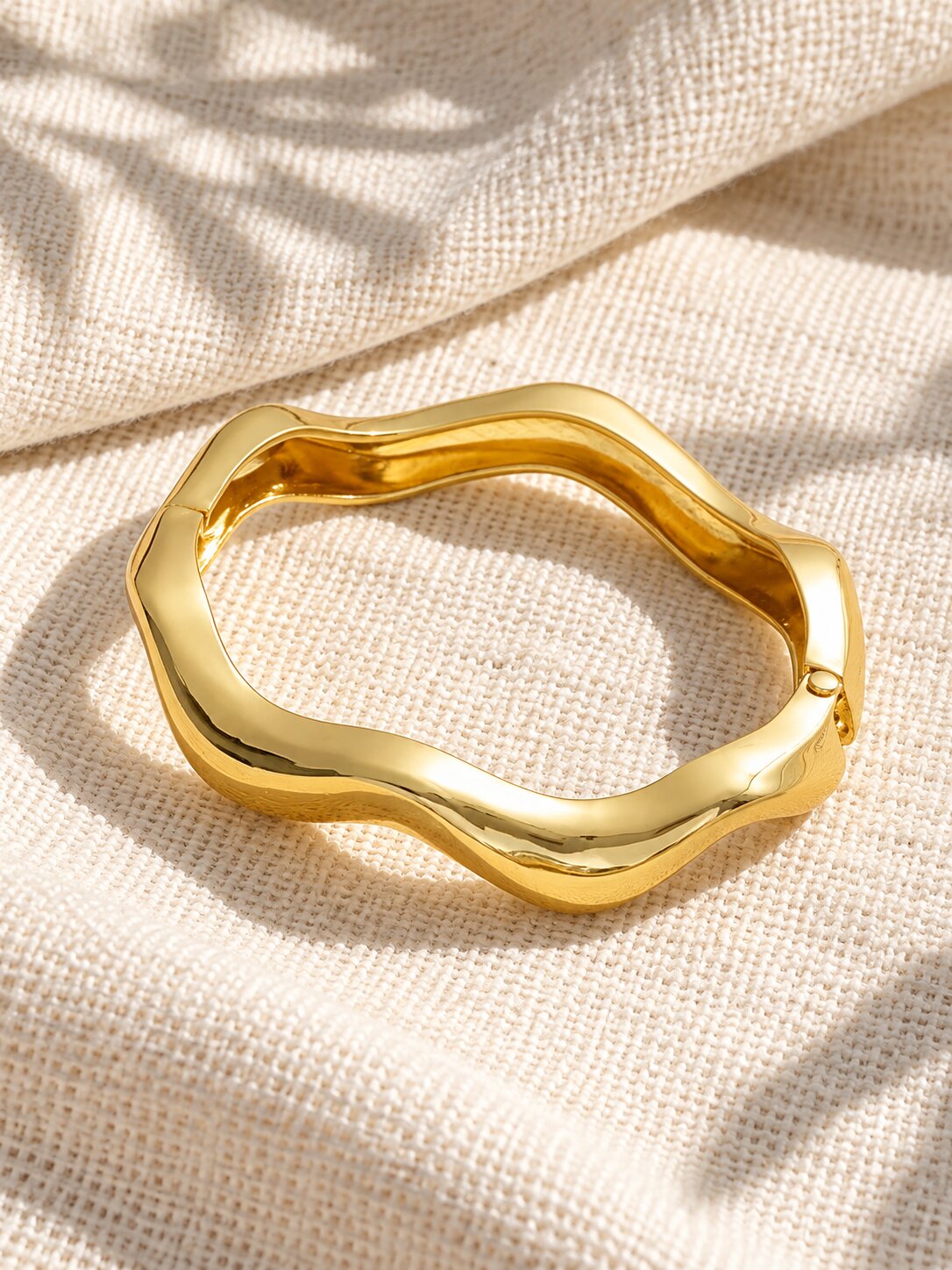Sculpted Wave Gold Tone Bracelet