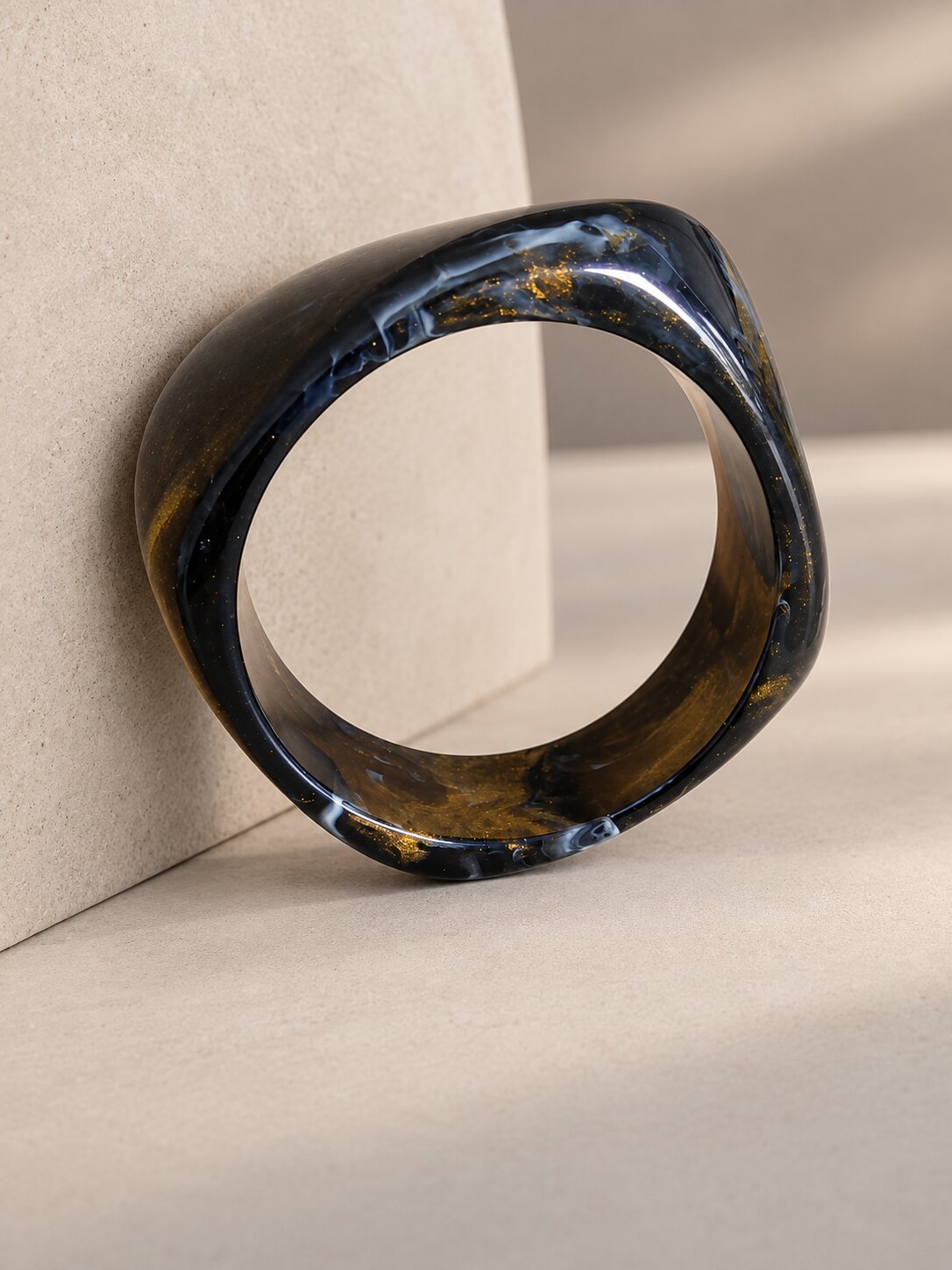 Midnight Marble Resin Bangle