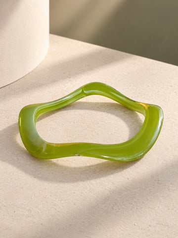 Lime Green Wave Resin Bangle