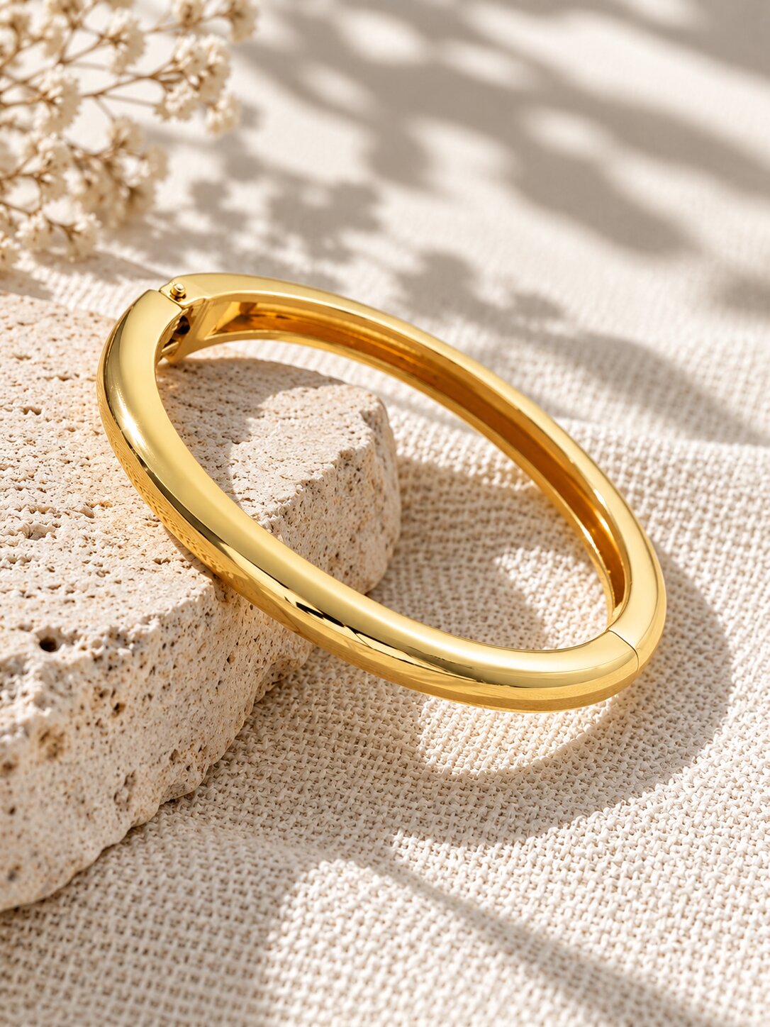 Sleek Gold-Tone Oval Bracelet