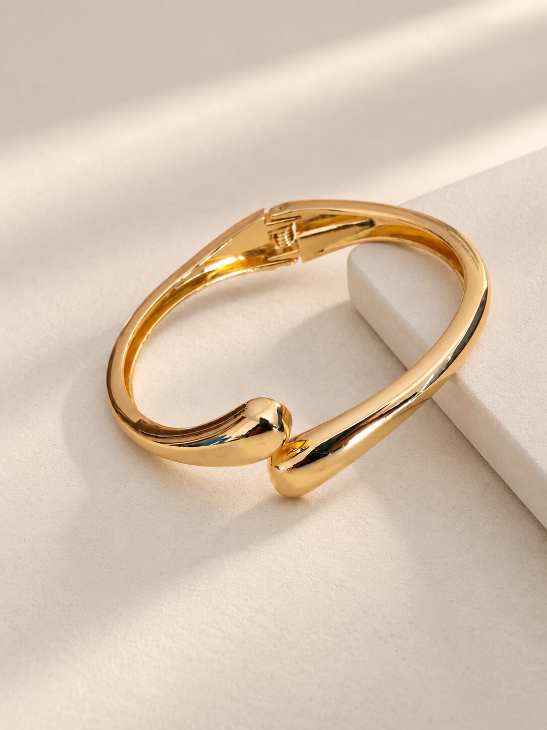 Sleek Teardrop Gold-Tone Bracelet