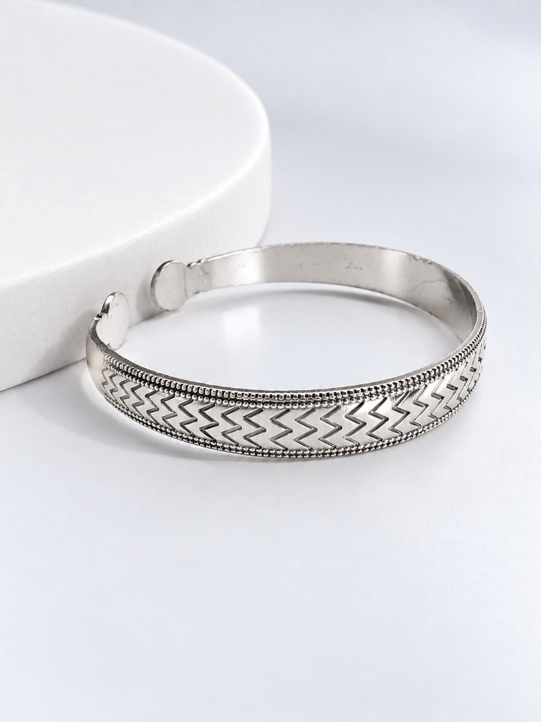 Chevron Silver Tone Cuff Bracelet