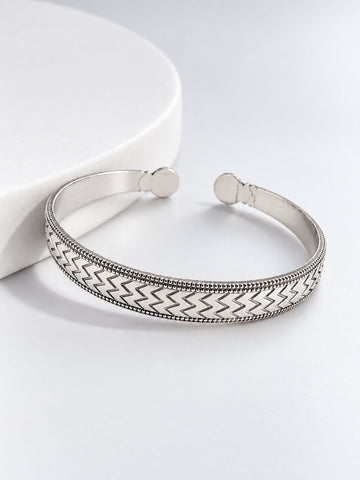 Chevron Silver Tone Cuff Bracelet