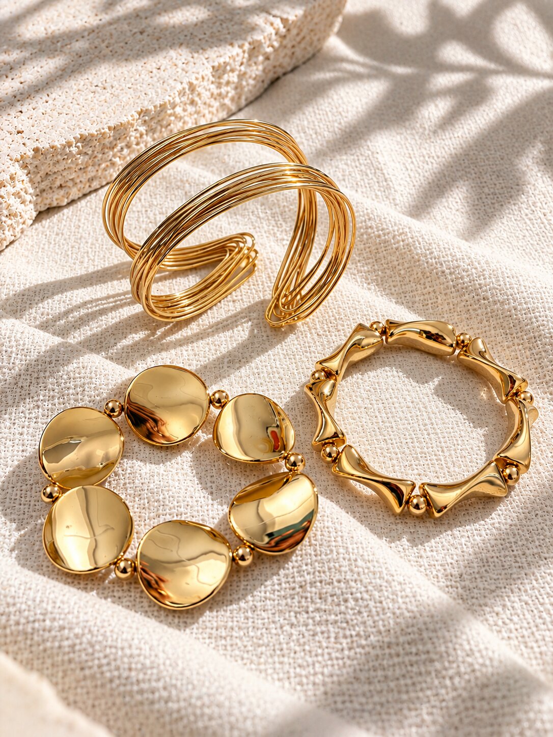 Gold-Toned Multi-Strand Cuff Bracelet
