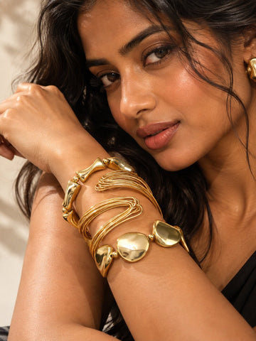 Gold-Toned Multi-Strand Cuff Bracelet