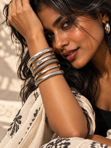 Silver-Tone Stacking Bangle Set