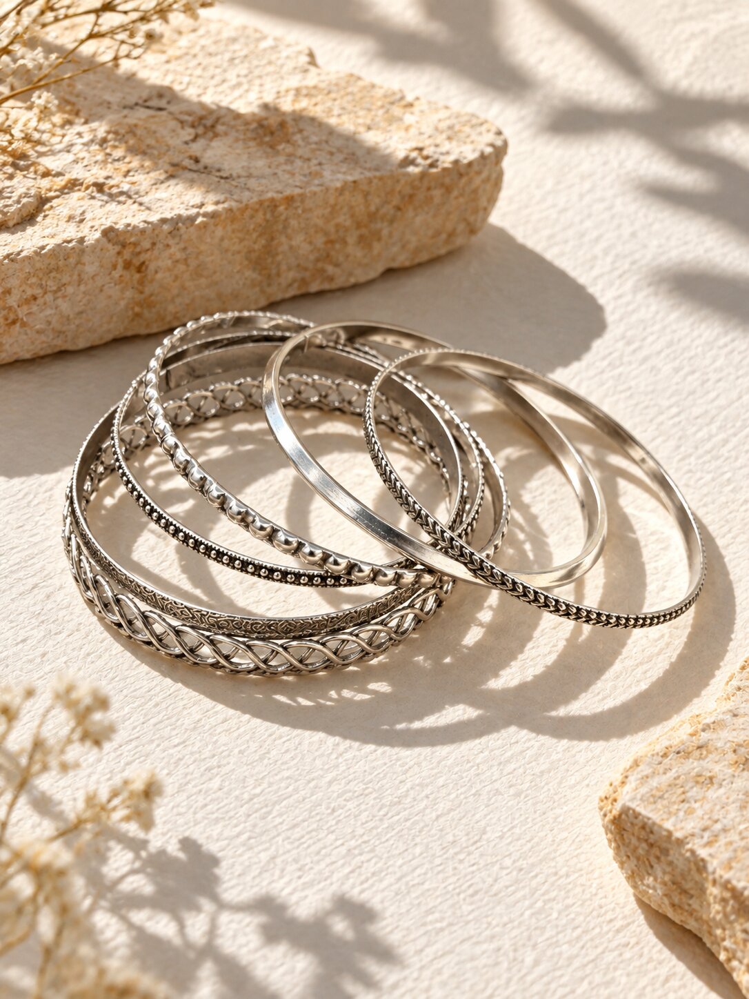 Silver-Tone Bangle Set