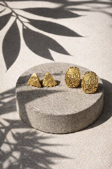 Gold Plated Anti Tarnish Dangle Earrings Pack of Two