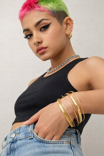 Ethnic Style Rhombus Twist Anti Tarnish Women's 6 pcs Bangle Set (Copy)