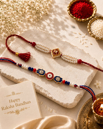 Niska Blue Stone Premium Rakhi Combo