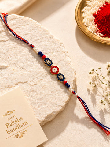 Niska Blue & Red Evil Eye Designer Rakhi | Raksha Bandhan Special