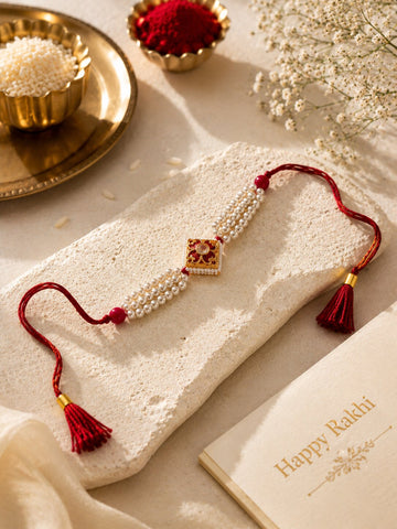 Niska Elegant Pearl Beaded Rakhi | Raksha Bandhan Special