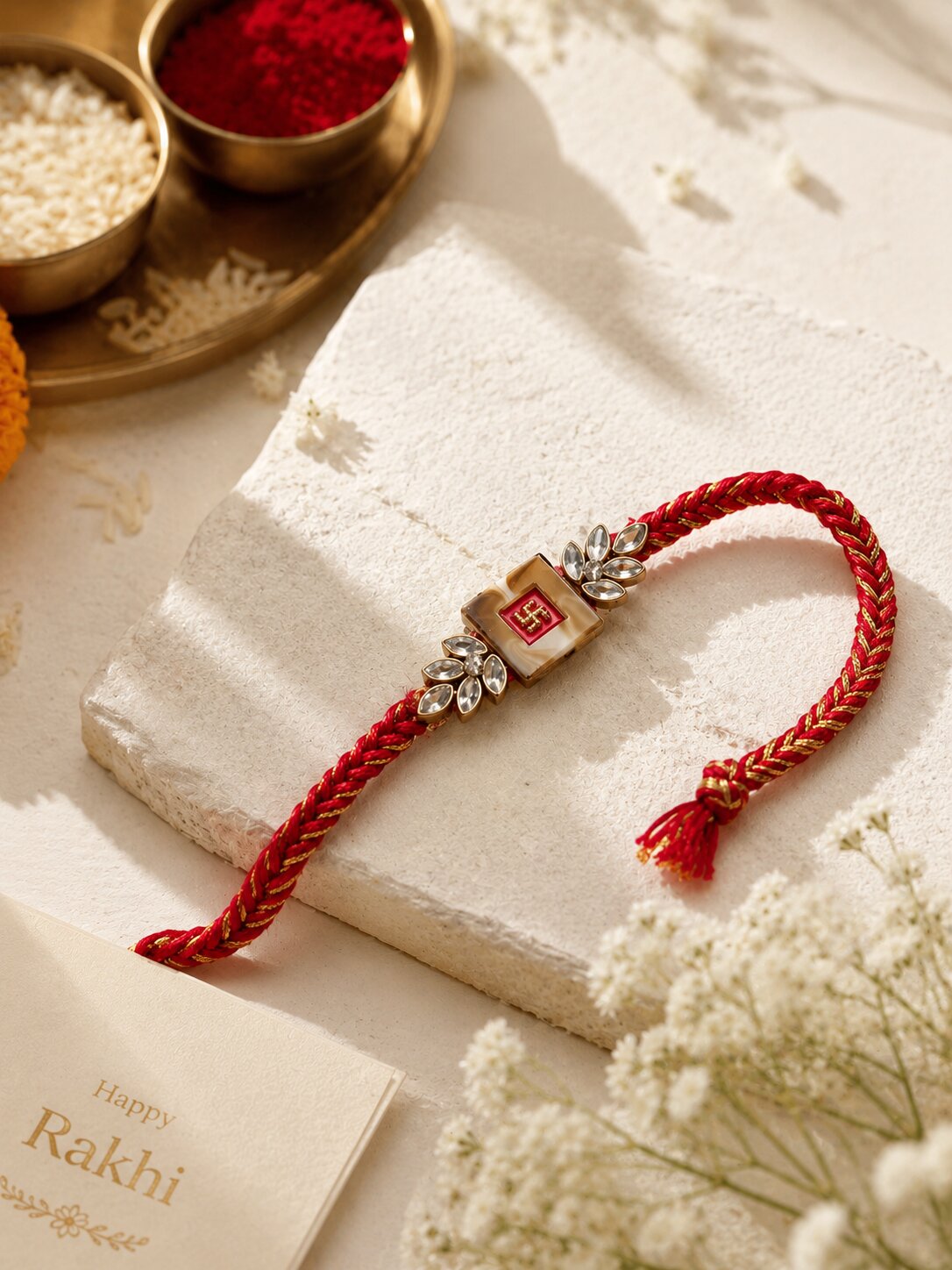 Niska Pearl & Kundan Rakhi Set