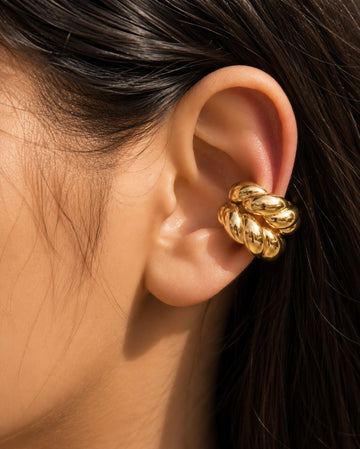 Gold Plated Sleek Polished Openable Ear Cuff Earrings Pack of Two