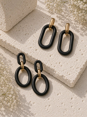 Niska Midnight Loop Statement Earrings Pack Of 2