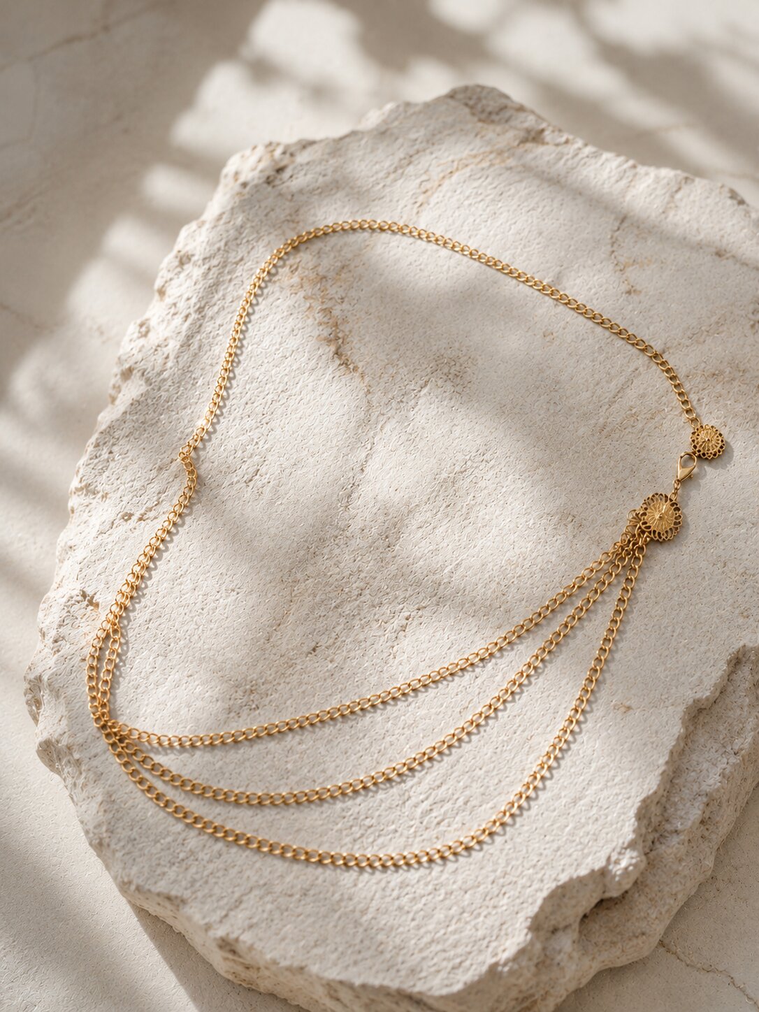 Niska Gold Layered Drape Waist Chain Belt for Women
